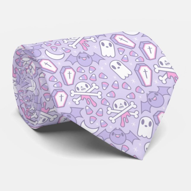 Corbata Spooky Cute - Patrón de Halloween Pastel (Enrollado)