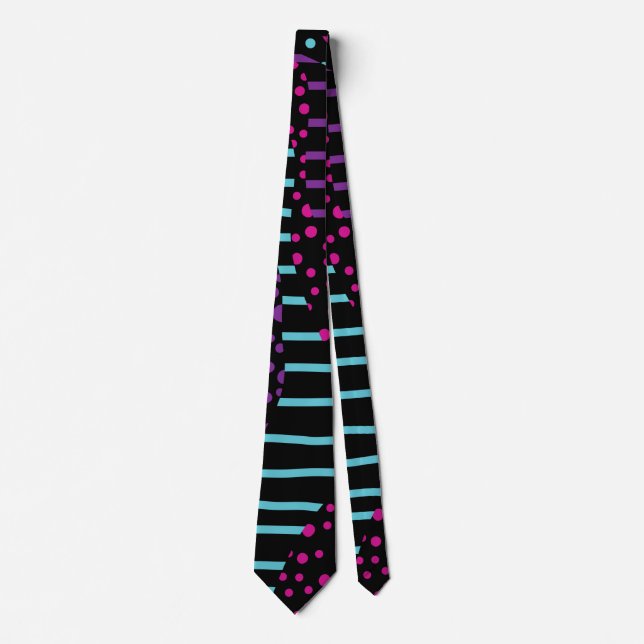 Corbata Spots and Stripes 2 - Pink, Purple, Blue y Black (Anverso)