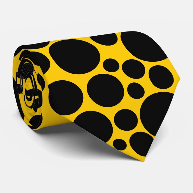 Corbata Spotty - Black on Amber (FFCC00) (Enrollado)
