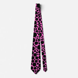Corbata Spotty - Black on Pink (FF66CC)