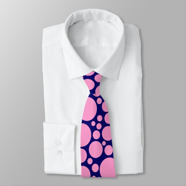 Corbata Spotty - Pink on Dark Blue (000066) (Atado)