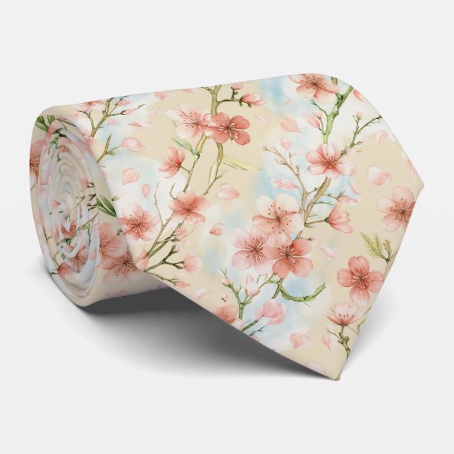 Corbata Spring Cherry Blossom Pattern (Enrollado)