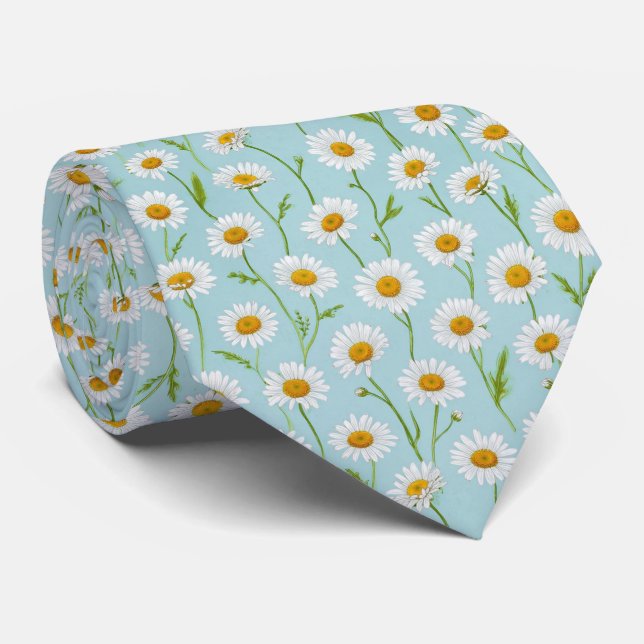 Corbata Spring Daisy Meadow Floral Pattern (Enrollado)