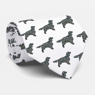 Corbata Springer Spaniel Dog Yellow & Black Grid White