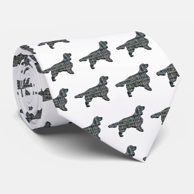 Corbata Springer Spaniel Dog Yellow & Black Grid White (Enrollado)