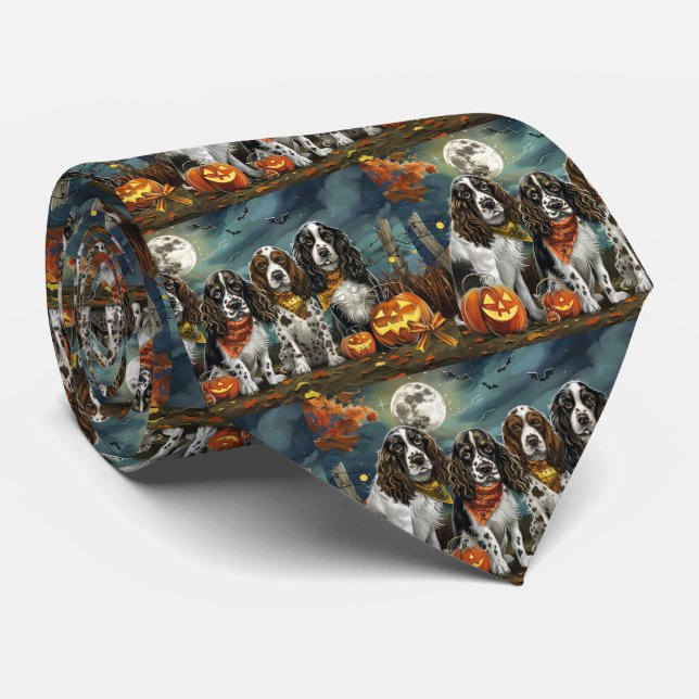 Corbata Springer Spaniel Halloween Espeluznante (Enrollado)
