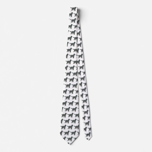 Corbata Sprocker español Perro amarillo y negro blanco (Anverso)