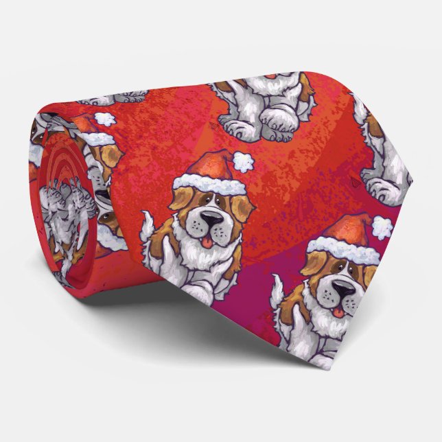 Corbata St. Bernard en patrón Gorra en rojo (Enrollado)