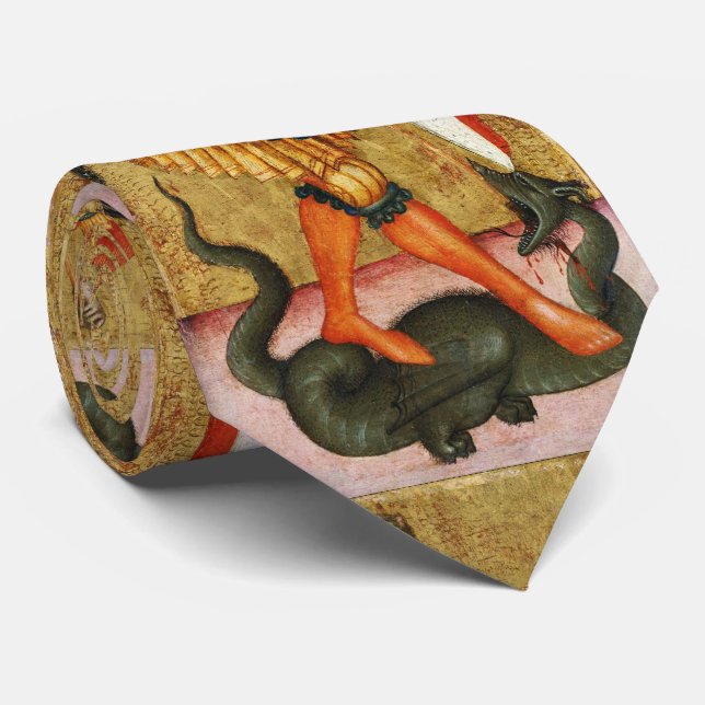 Corbata St. Michael Archangel y Dragon Sienese (Enrollado)