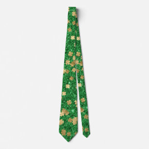 Corbata St Patrick Green Gold Clover Shamrock Confetti Fun