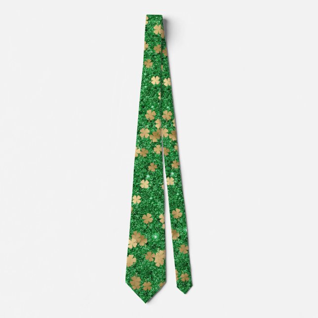 Corbata St Patrick Green Gold Clover Shamrock Confetti Fun (Anverso)