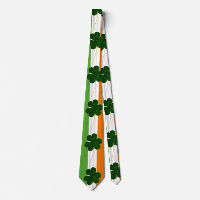 Corbata St. Patrick Shamrock Clovers bandera irlandesa Irl (Anverso)