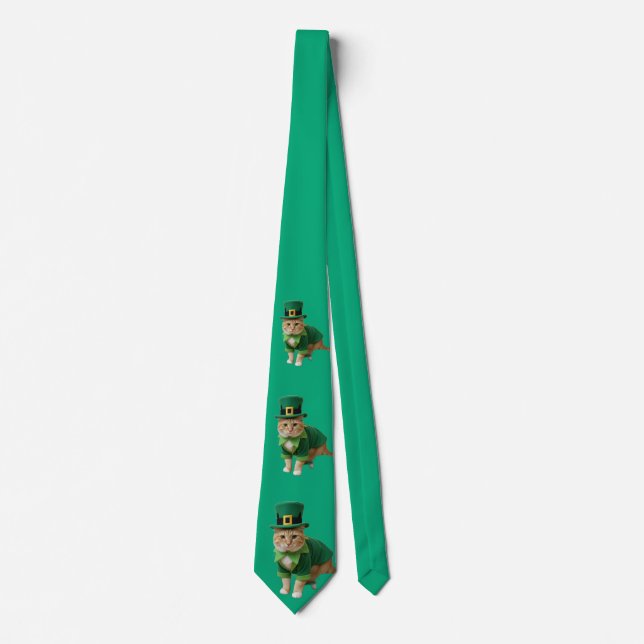 Corbata St Patrick's Day Lucky Cat Green  (Anverso)
