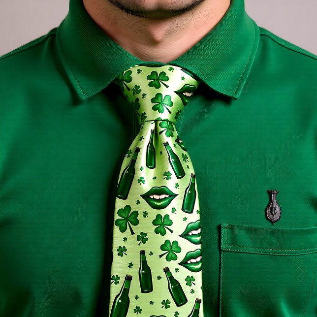 Corbata St. Patrick's Day Sip & Smirk (St. Patrick’s Day Sip & Smirk Necktie)