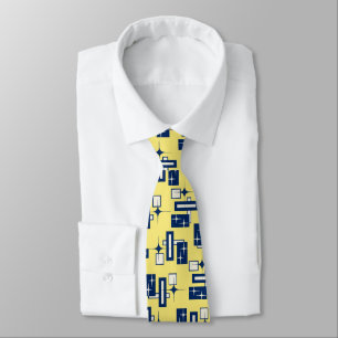 Corbata Stardust Retro Geométrico Amarillo de dos lados