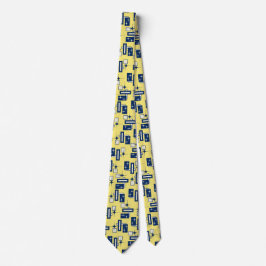 Corbata Stardust Retro Geométrico Amarillo de dos lados
