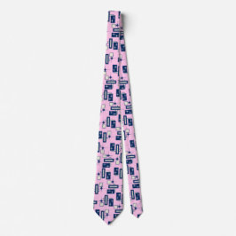 Corbata Stardust Retro Geométrico Rosa de dos lados