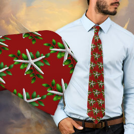 Corbata Starfish Holly Navidades Holiday Tie