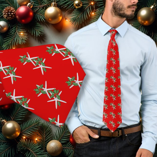 Corbata Starfish n Holly Bright Red Navidades Season Tie (Subido por el creador)