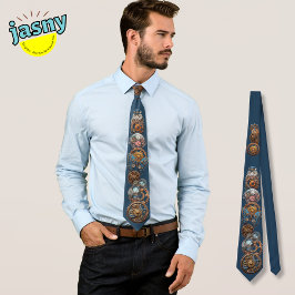 Corbata Steampunk Cat Oscuro Navy Blue Neck Tie