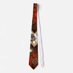 Corbata Steampunk, corazón maravilloso con los relojes