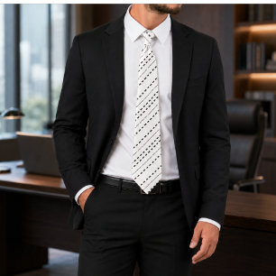 Corbata Sterling Regent   Lujo Geométrico Blanco y Negro 