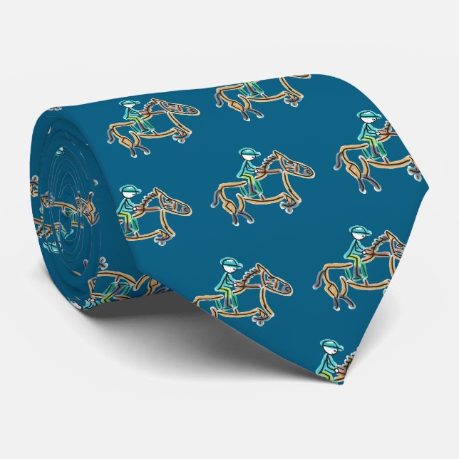 Corbata Stickman de carreras de caballos (Enrollado)