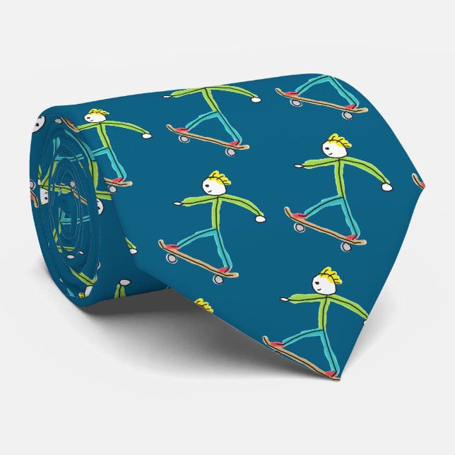 Corbata Stickman de monopatín (Enrollado)