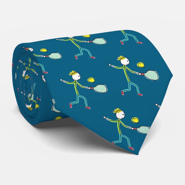 Corbata Stickman de Pickleball (Enrollado)