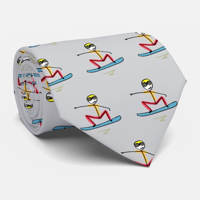 Corbata Stickman de snowboarding (Enrollado)