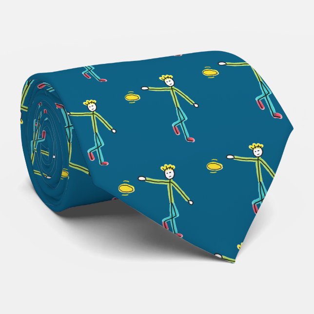 Corbata Stickman Lanzando Frisbee (Enrollado)