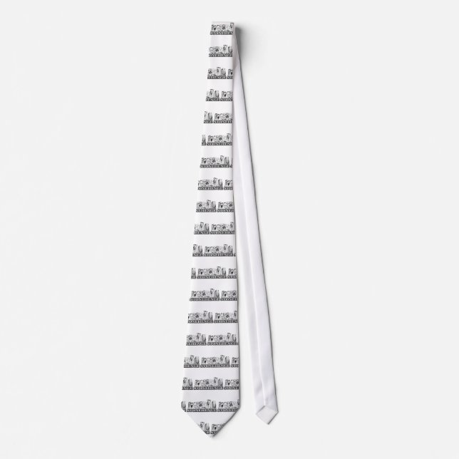 Corbata Stonehenge Blanco Negro El MUSEO Zazzle Regalos (Anverso)