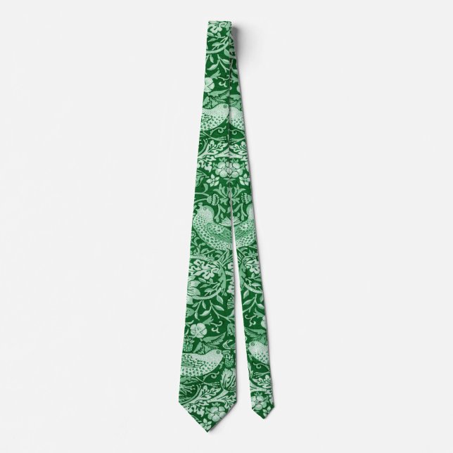 Corbata Strawberry Thief Green, William Morris (Anverso)