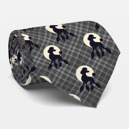 Corbata Stylish Poodle on Gray Plaid Necktie