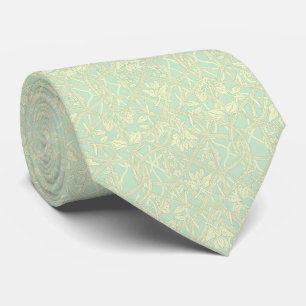 Corbata Suave enrejado botánico Art Nouveau en azul menta