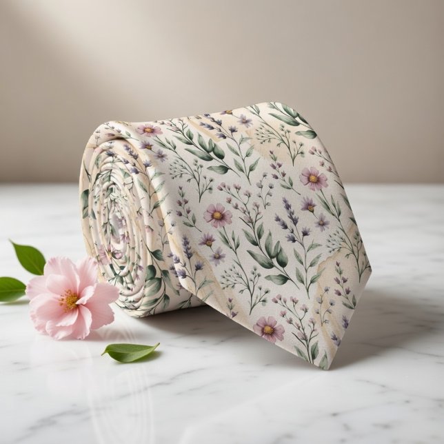Corbata Suave Floral Acuarela en Tonos Pastel (Subido por el creador)