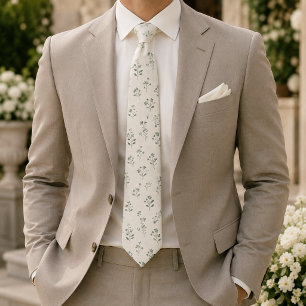 Corbata Suave Floral Botánico Elegante Minimalista