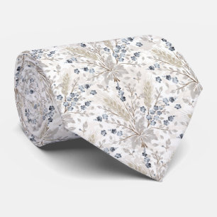 Corbata Suave Patrón Botánico Floral Boho Neutral