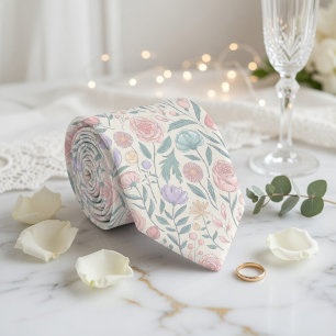 Corbata Suave patrón de flores en tonos pastel