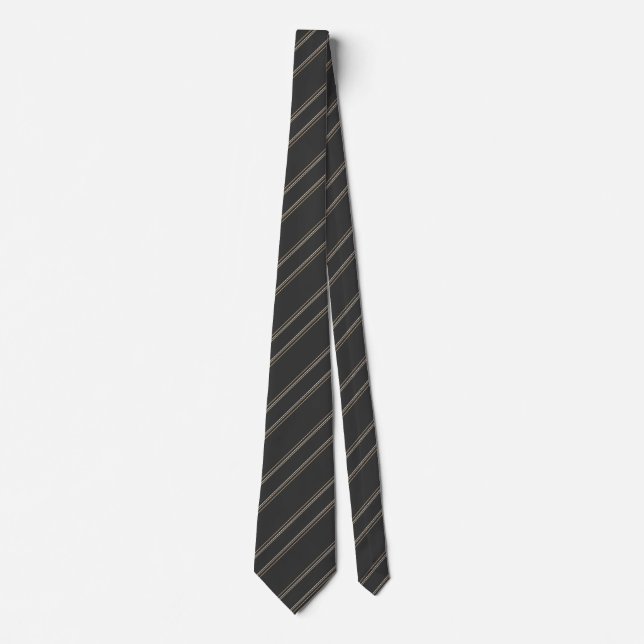 Corbata Suave Patrón de Pinstripe Gris Profundo Carbón Osc (Anverso)