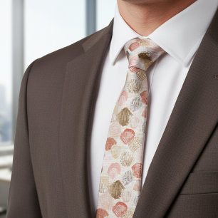 Corbata Suave Patrón de Playa de Conchas Marinas Costeras