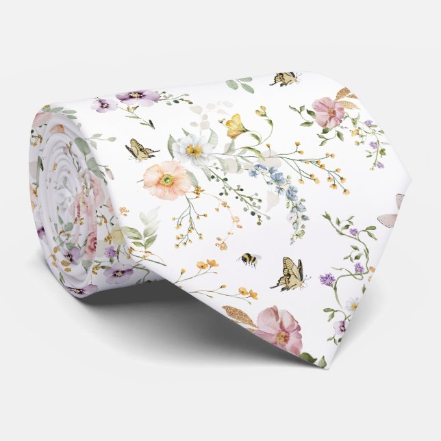Corbata Suave prado de primavera de flores silvestres past (Enrollado)