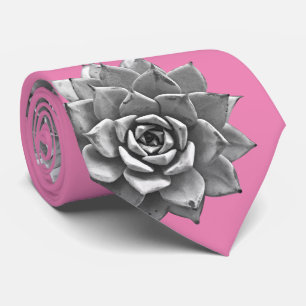 Corbata Suculentas acuarela gris sobre rosa