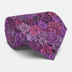 Corbata Suculento jardín en rosa y violeta