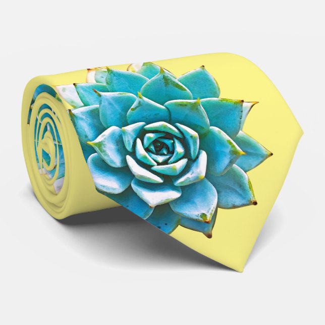 Corbata Suculentos acuarelas en amarillo (Enrollado)