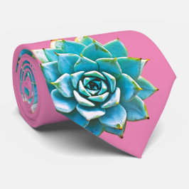 Corbata Suculentos acuarelas en rosa