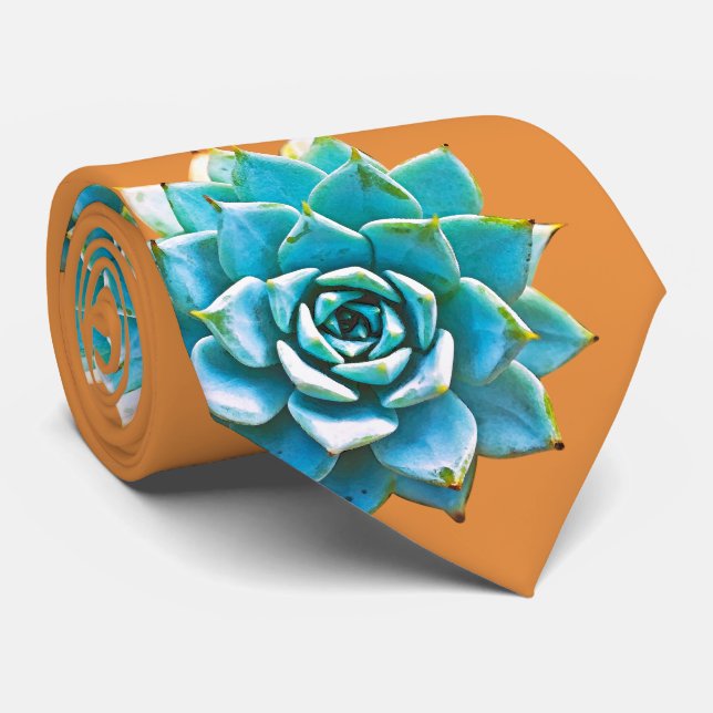 Corbata Suculentos acuarelas sobre el Naranja (Enrollado)
