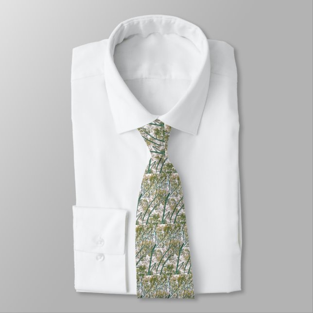Corbata Sucursales de otoño Resumen (azul y verde) (Atado)