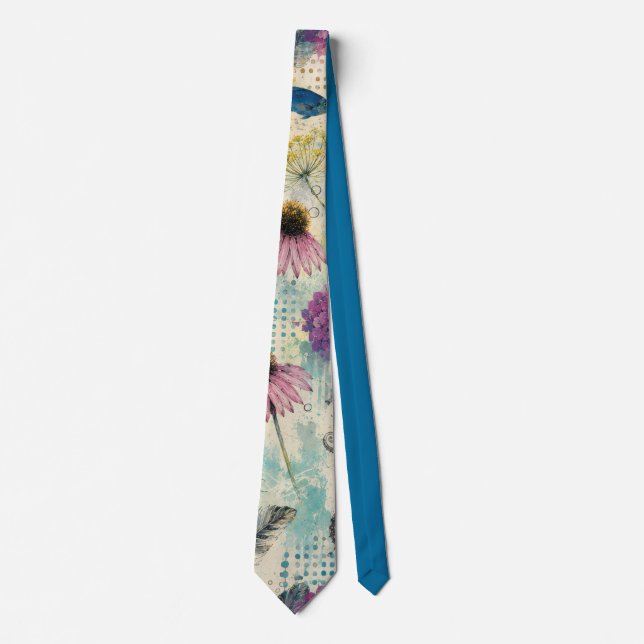 Corbata Sueño Acuático Floral Vibrante (Anverso)