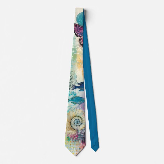 Corbata Sueño Acuático Floral Vibrante (Anverso)